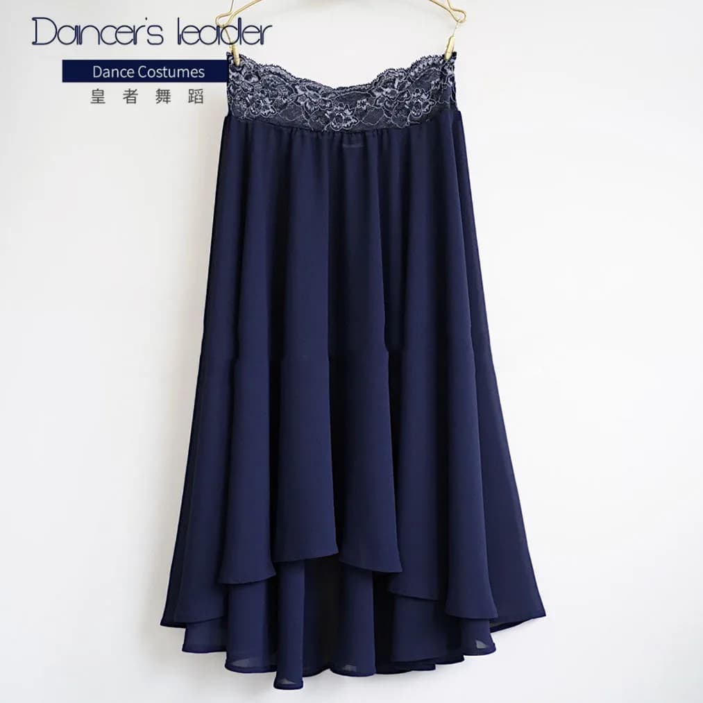 Robe en mousseline de soie en dentelle élastique pour femmes, jupe de ballet semi transparente, jupe
