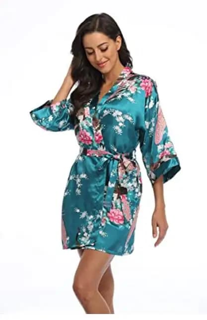 InjKimono-Robe Longue en Satin pour Femme, Peignoir Sexy, pour Demoiselle d'Honneur, Été, 2015