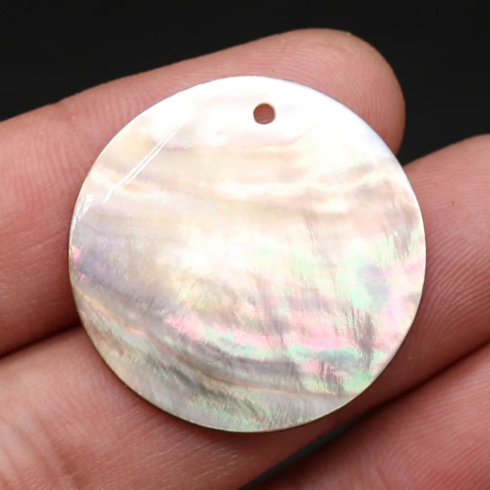 Breloques en forme de pièce de monnaie en nacre noire, 10 pièces, pendentif en disque de coquillage 