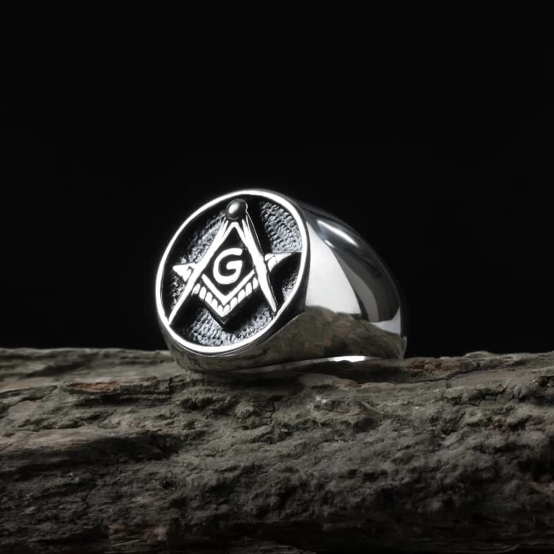 Livraison gratuite Vintage anneaux pour hommes Punk mode bijoux rétro doré maçonnique franc-maçonner