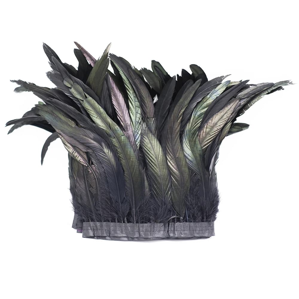 Ruban de Garniture en Plumes de Queue de Coq Colorées, Plumes de Faisan Noires, Couture, Décoration 