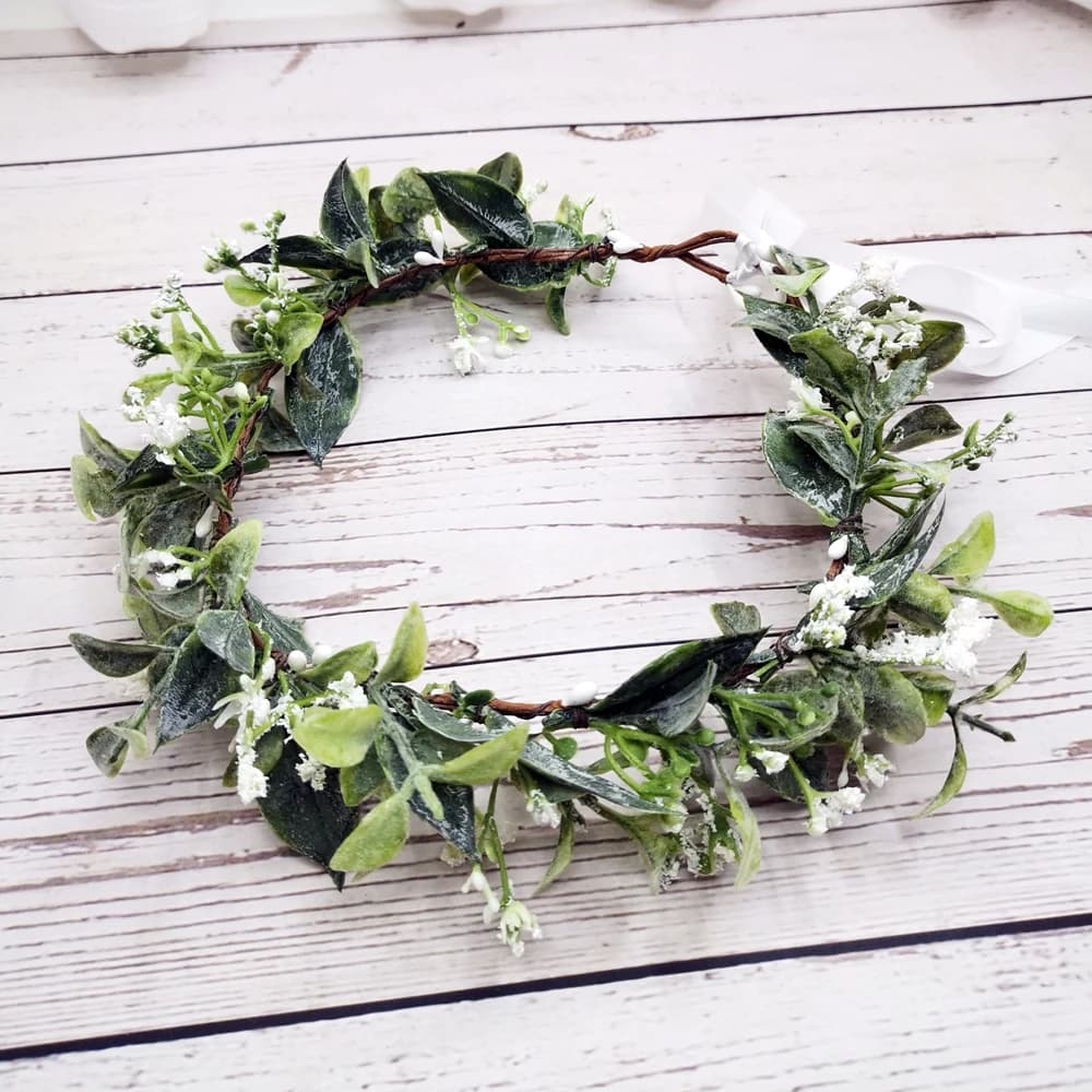 Couronne de fleurs à feuilles vertes, couvre-chef de Festival, accessoires pour cheveux, coiffure, g