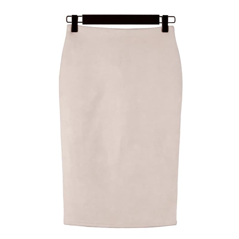 Femmes jupes daim couleur unie jupe crayon femme automne hiver taille haute moulante Vintage daim fe