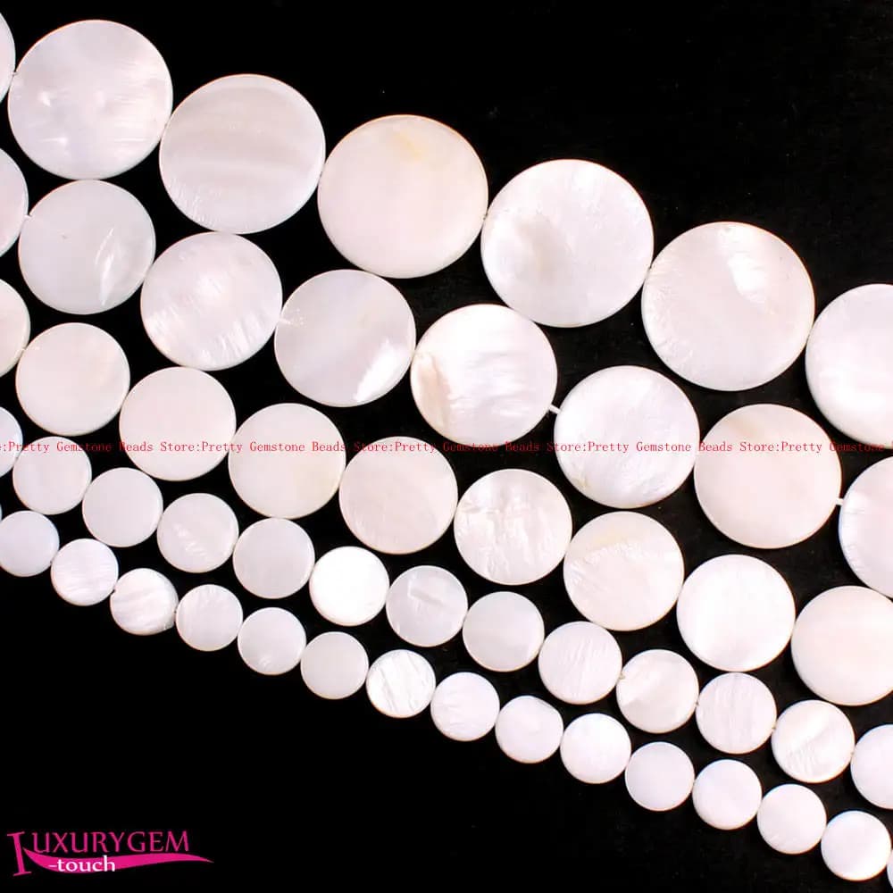6/8/10/11/12/15/18/20/25/30mm coquille blanche naturelle en forme de pièce de monnaie bricolage perl