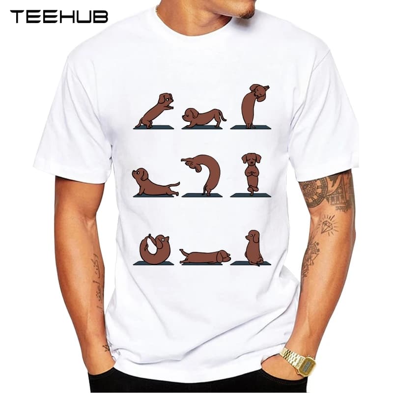 TEEHUB-T-shirt à manches courtes et col rond pour homme, vêtement à la mode avec imprimé bouledogue 