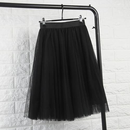 TingYiLi 4 couches jupes en Tulle femmes noir gris blanc adulte jupe en Tulle élastique taille haute