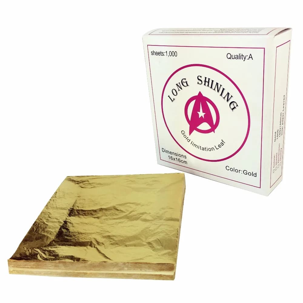Feuille d'or d'imitation italienne longue et brillante de bonne qualité avec feuille Inter 16 x 16 c