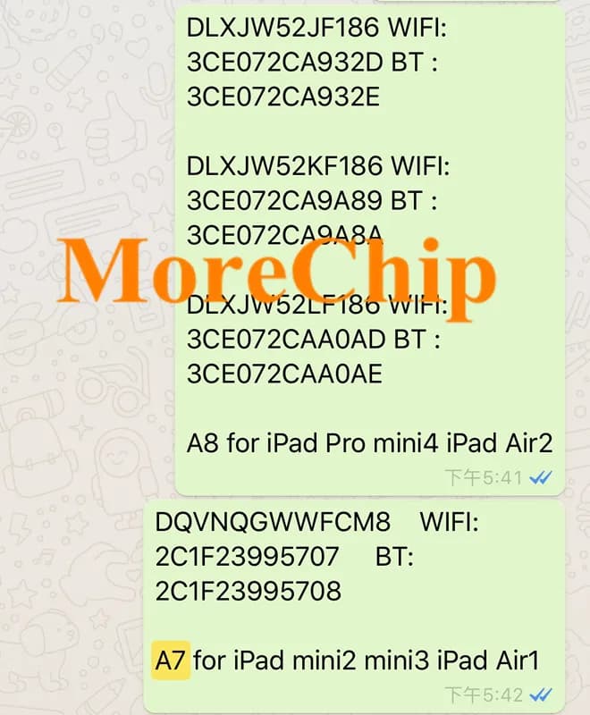 Code de déverrouillage Wi-Fi pour iPad iCloud, numéro de série Mini 1, 2, 3, 4, 5, 6, 7, Air1, 2, 20