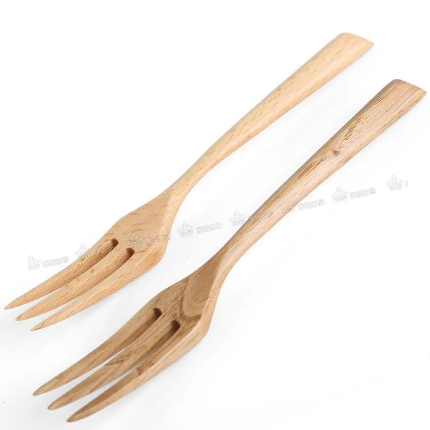 Fourchettes en bois véritable de 20cm de long, couverts en bois naturel, épingle à cheveux à trois d