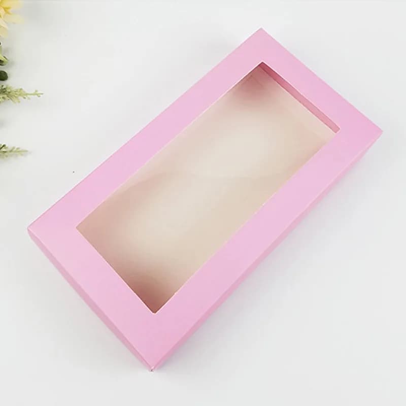 Boîtes cadeaux en papier Kraft, boîte d'emballage avec fenêtre, boîte à chaussettes en papier Kraft,