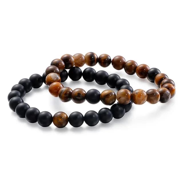 Bracelet bouddha perlé en pierre naturelle pour hommes, 2 pièces, couple, Distance, yeux de tigre, c