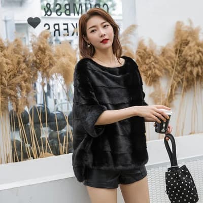 Manteau en fourrure de vison véritable pour femme, châle long, cuir véritable, naturel, hiver