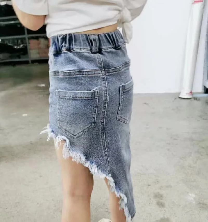 Jupe jean asymétrique en coton pour bébé fille de 2 à 12 ans, tenue décontractée, design tendance, v