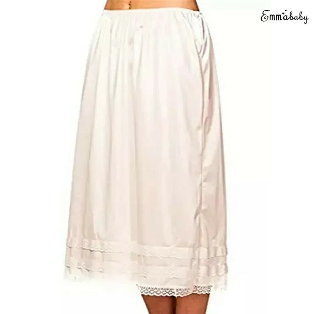 Nouvelle mode femmes printemps été dentelle sous-jupe jupe lisse jupon sous robe jupe longue jupe de