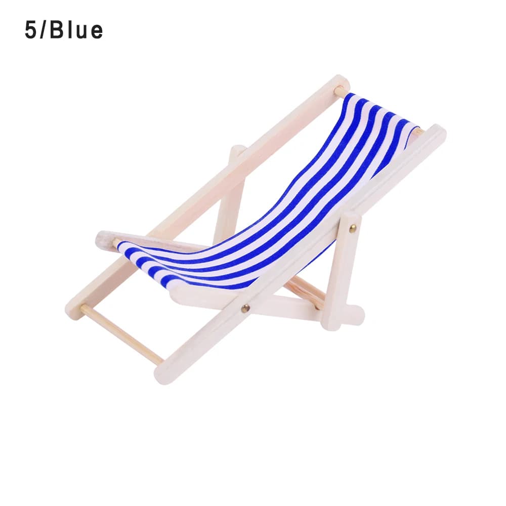 Chaise longue pliante en bois pour maison de courses, meubles miniatures, modèle de chaise de plage 