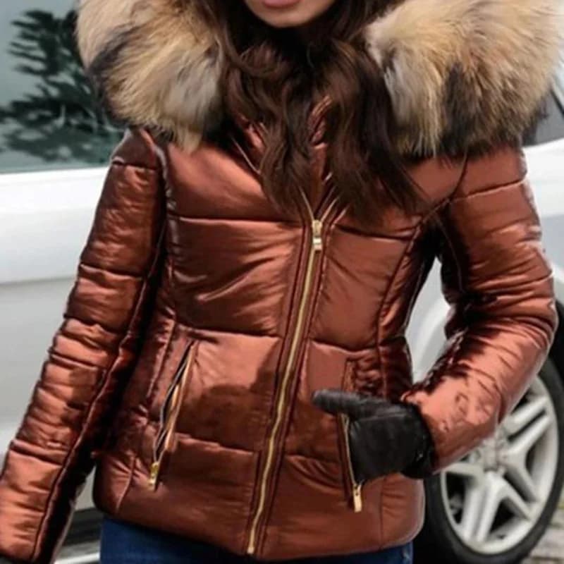 Femmes épais Parka col de fourrure veste à capuche manteau 2021 hiver dames décontracté fermeture éc