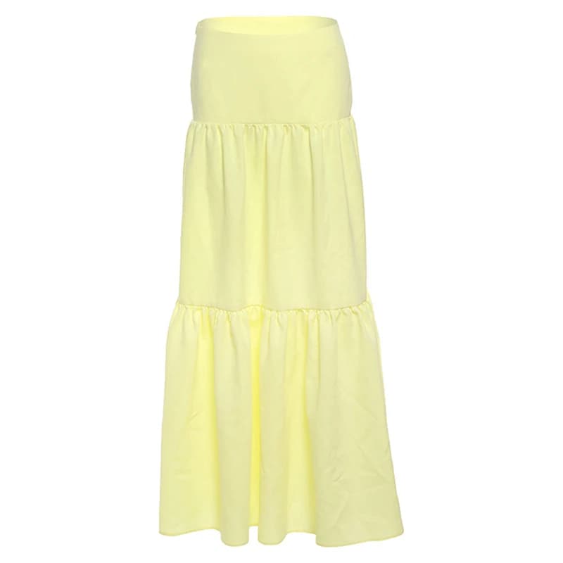 Puloru – jupe longue plissée taille haute pour femmes, douce, ample, fluide, froncée, pour Streetwea