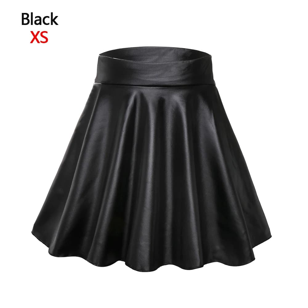 Mini jupe courte élastique taille haute pour femmes, jupes en simili cuir