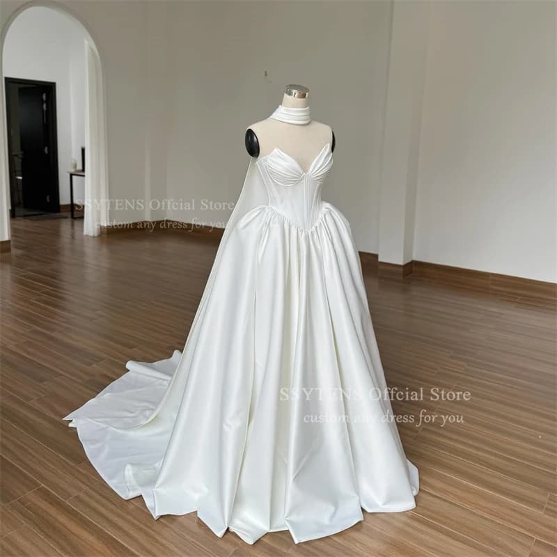 SSYTENS exquise longue princesse robes de mariée femmes chérie une ligne robes de mariée sans manche