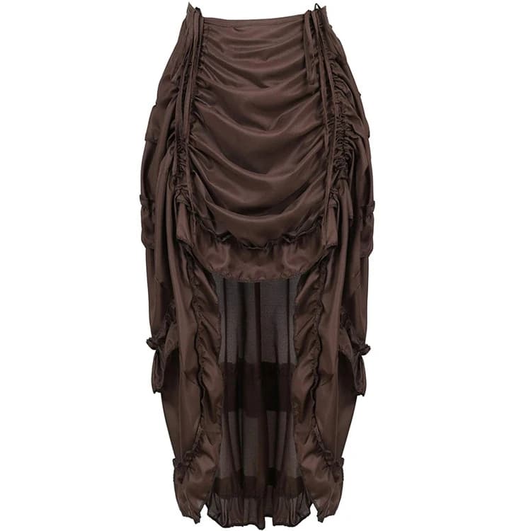 Jupe longue gothique Vintage pour femmes, Sexy, à volants hauts et bas, élastique, Corset plissé, St