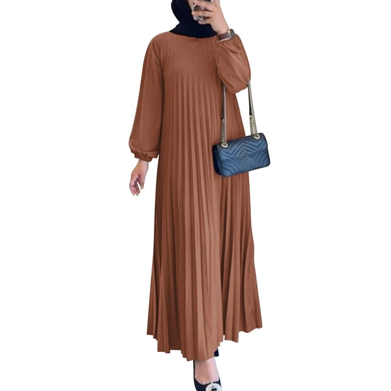 ZANZEA-Robe d'été plissée à manches longues pour femmes, Abaya de Dubaï, Robe d'été vintage, Robe mu