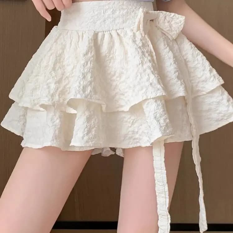 Jupe Tutu de style ballet, jupe courte trapèze printemps/été, demi-jupe taille haute avec nœud papil