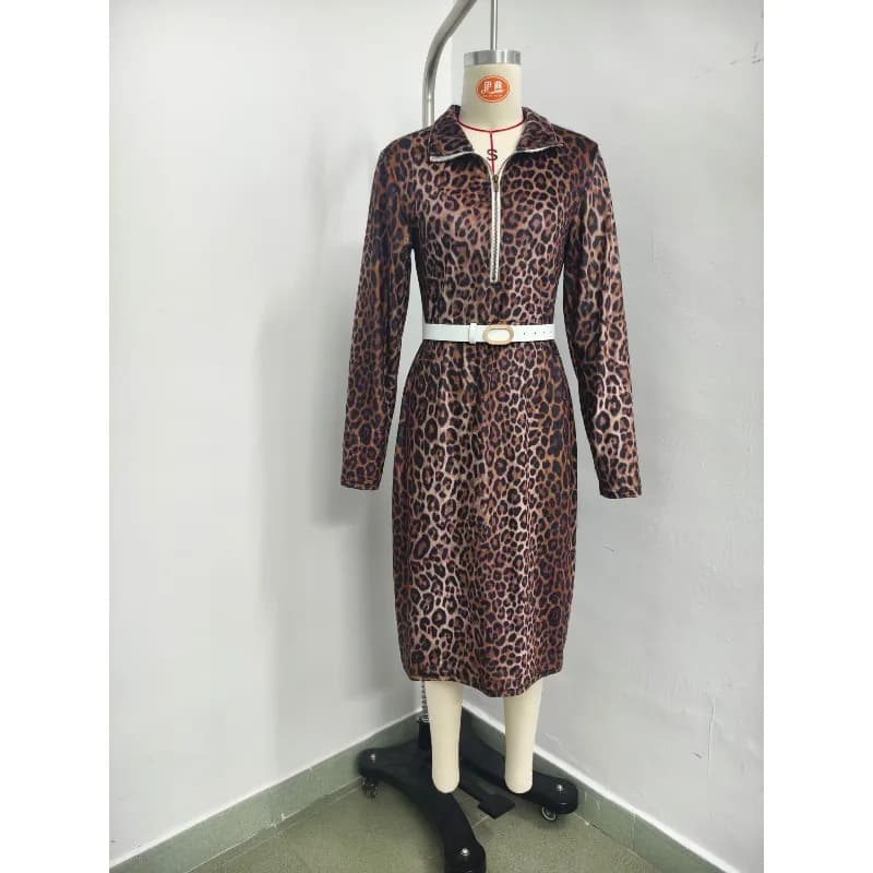 Robe personnalisée à manches longues, imprimé léopard, nouvelle collection automne 2025