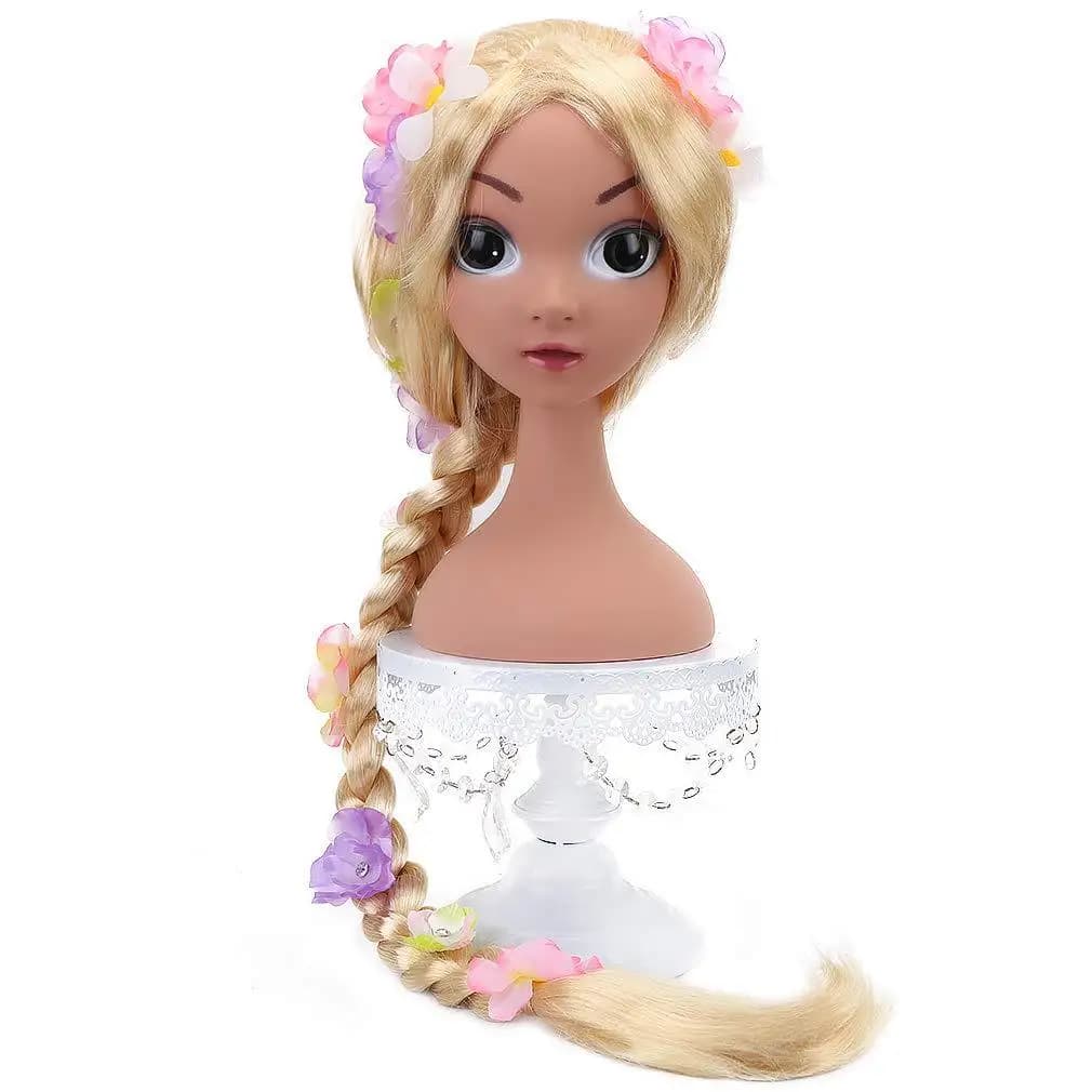 Perruque de princesse Raiponce super longue avec fleurs - Perruques synthétiques blondes tressées po