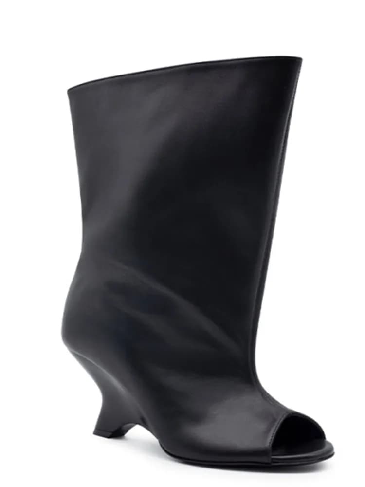 Bottes pour femmes 2026 à talon épais et bouche de poisson, hauteur genou, talon incliné, style défi