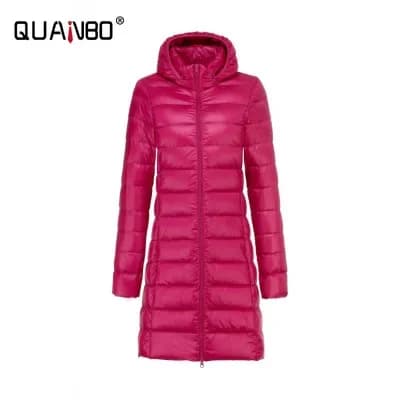 Femmes jupe doudoune mode chapeau à capuche détachable longue Ultra légère emballable doudoune grand
