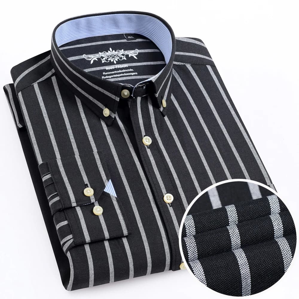 Chemise de travail Oxford à manches longues pour hommes, avec poche plaquée unique, Design Simple, b