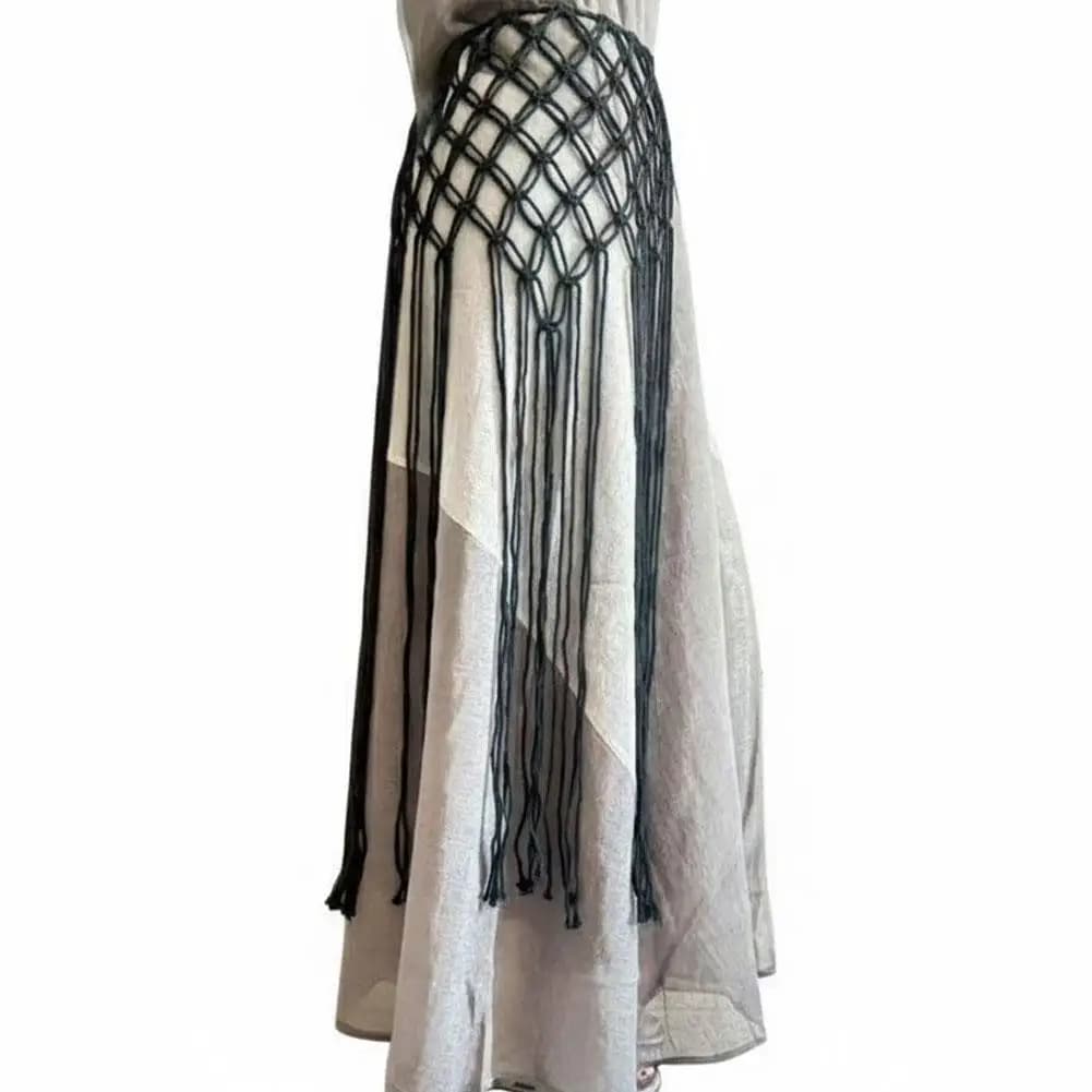 Jupe à franges en crochet fait main pour femme, ceinture à franges en maille tricotée sexy et tendan