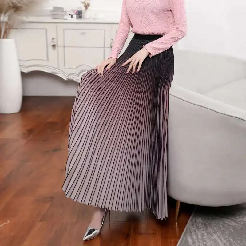 LANMREM-Jupe plissée élégante pour femmes, jupes dégradées, taille haute élastique, jupes adt, vêtem