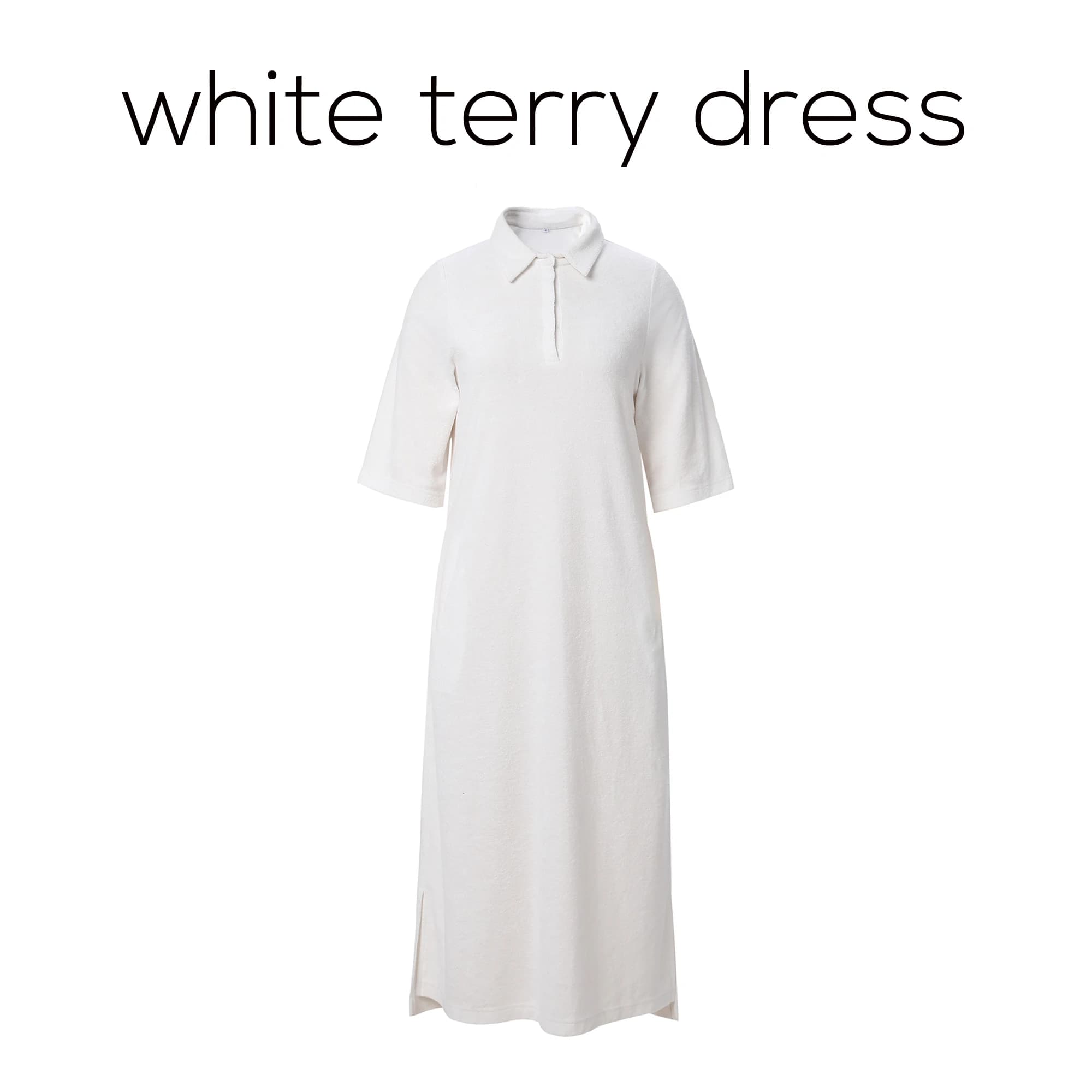 AP SS26 Nouvelle Robe Femme en Tissu Éponge avec Col, en Coton Extensible, Manches Longues Couvrant 