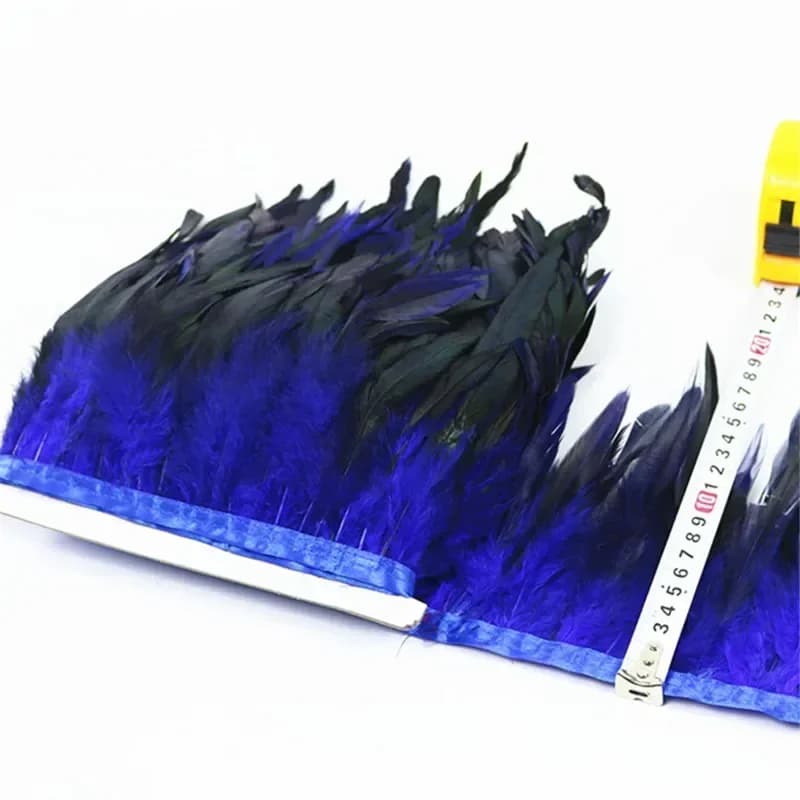 Ruban de 10 mètres de plumes de coq naturelles noires, garniture à franges, plumes de faisan pour l'