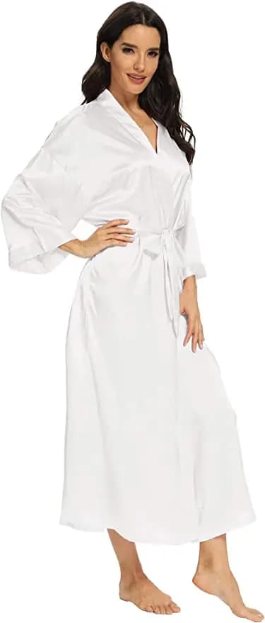Peignoir femmes Extra longs vêtements de nuit Robes Robe soyeuse charmante Robe de nuit allongé déco