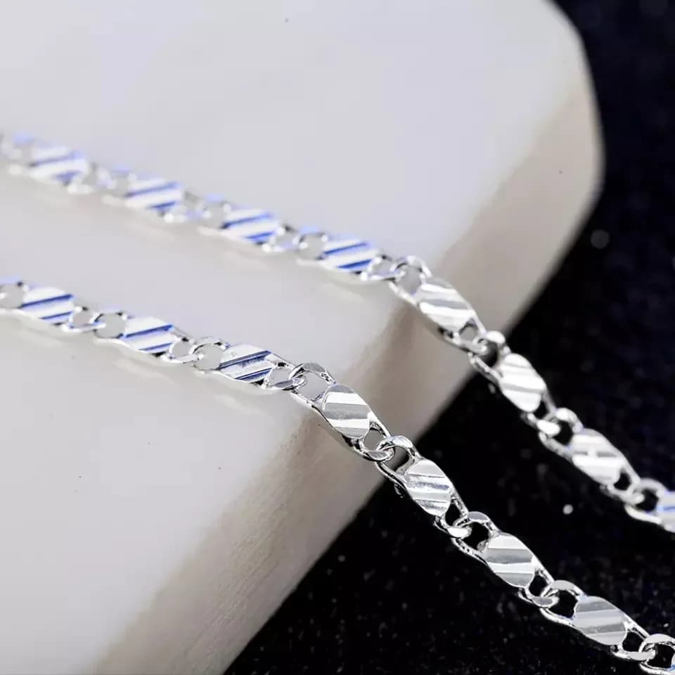 Collier en or 18 carats à la mode, 2MM, 16/18/20/22/24/26/28/30 pouces, chaîne latérale pour femmes 