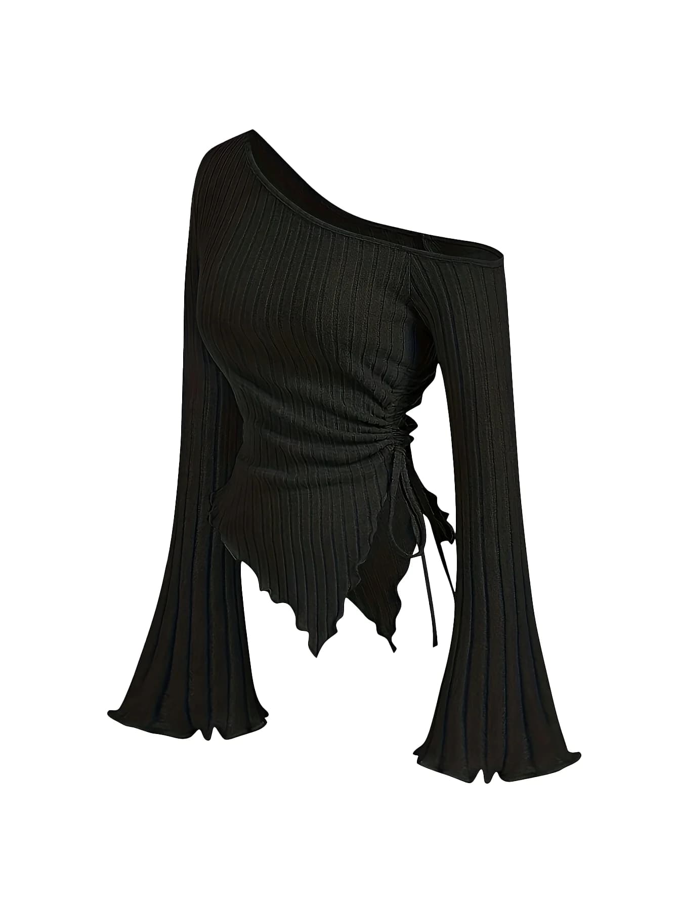 T-shirt manches longues pour femmes, épaules dénudées, coupe cintrée, décontracté, style de rue, asy