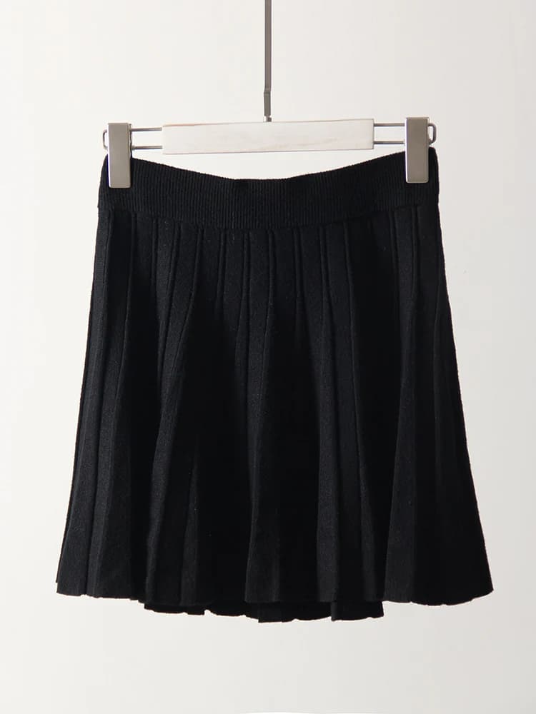 Jupe grise MiuKoMiYa pour femmes, mini-jupes plissées, jupe longue en tricot taille haute pour le pr