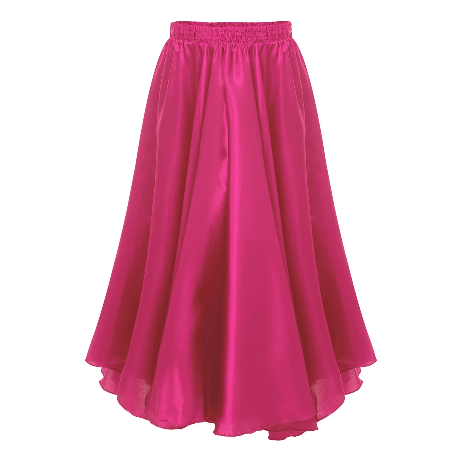 Jupe de Flamenco espagnole pour filles, longue jupe en Satin brillant, Costume de danse traditionnel