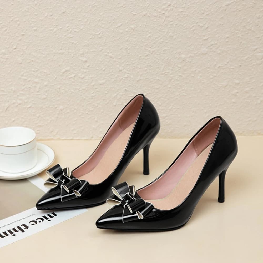 Escarpins à talons aiguilles pour femmes, sexy et tendance, avec nœud, bout pointu, style romain, po