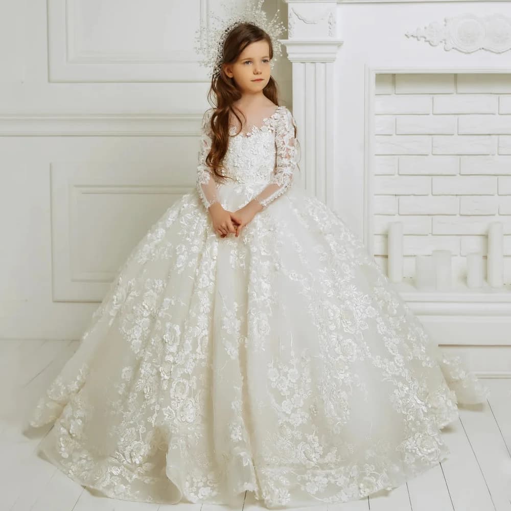 Robes de demoiselle d'honneur blanches personnalisées, luxueuses Appliques florales roses, manches l