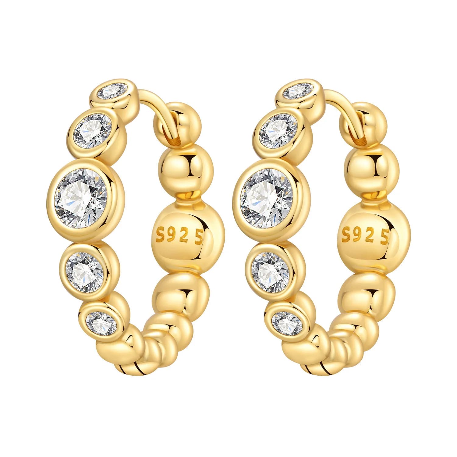 MISEFF – boucles d'oreilles en argent Sterling S925, exquises, rondes, en Zircon, plaquées or 18 car