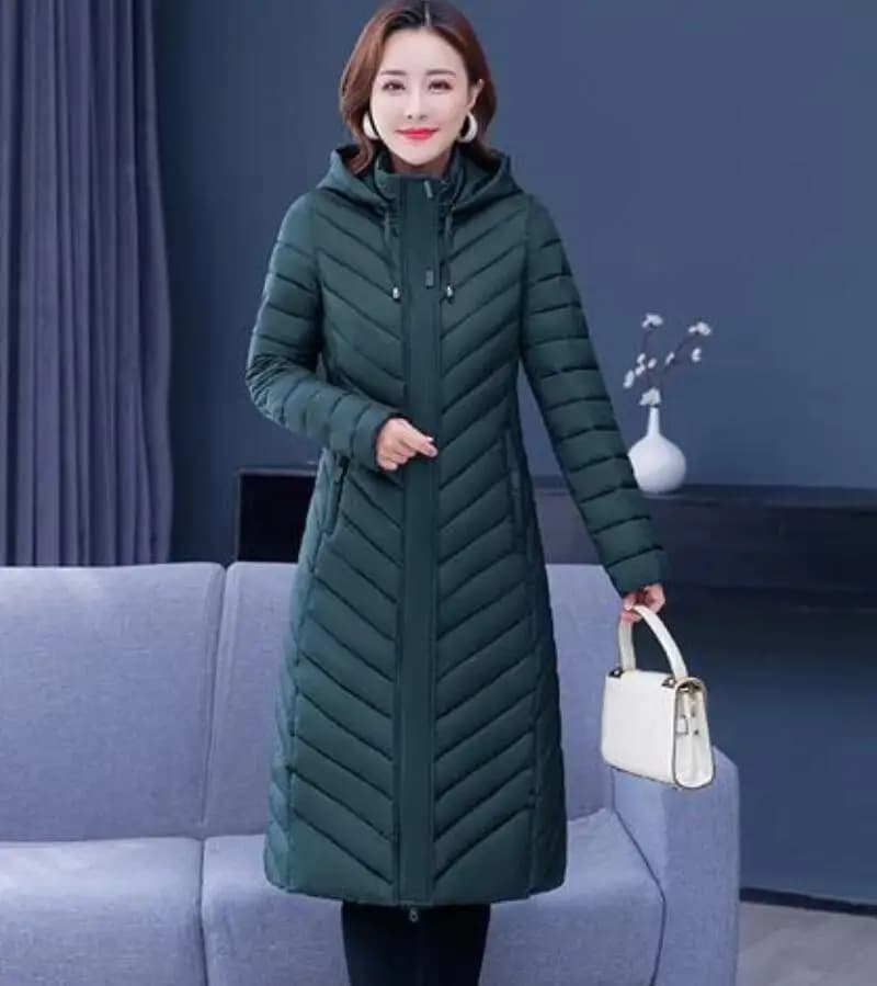 Manteau long en coton matelassé pour femme d'âge moyen, parka à capuche décontractée, pardessus viol