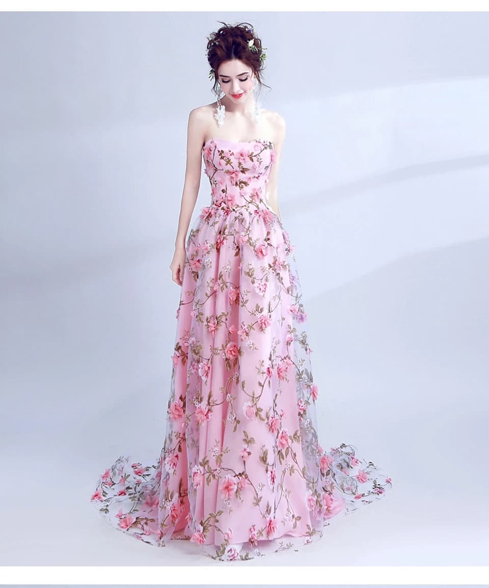 Robe de mariée élégante rose 2026 pour femme, épaules dénudées, robe de soirée plage, dos nu, fleurs