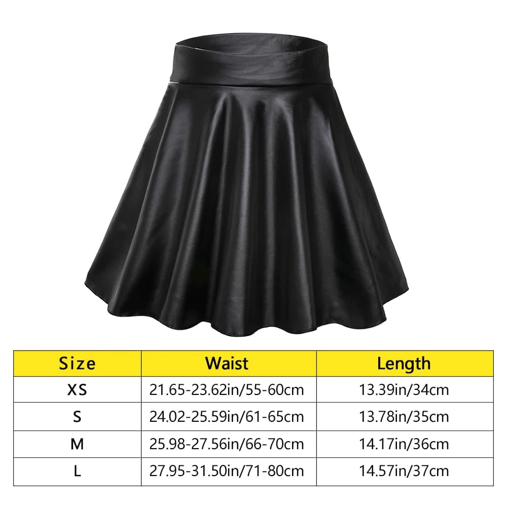 Mode chaude patineuse polyvalente élastique Faux cuir jupes jupe courte Mini taille haute