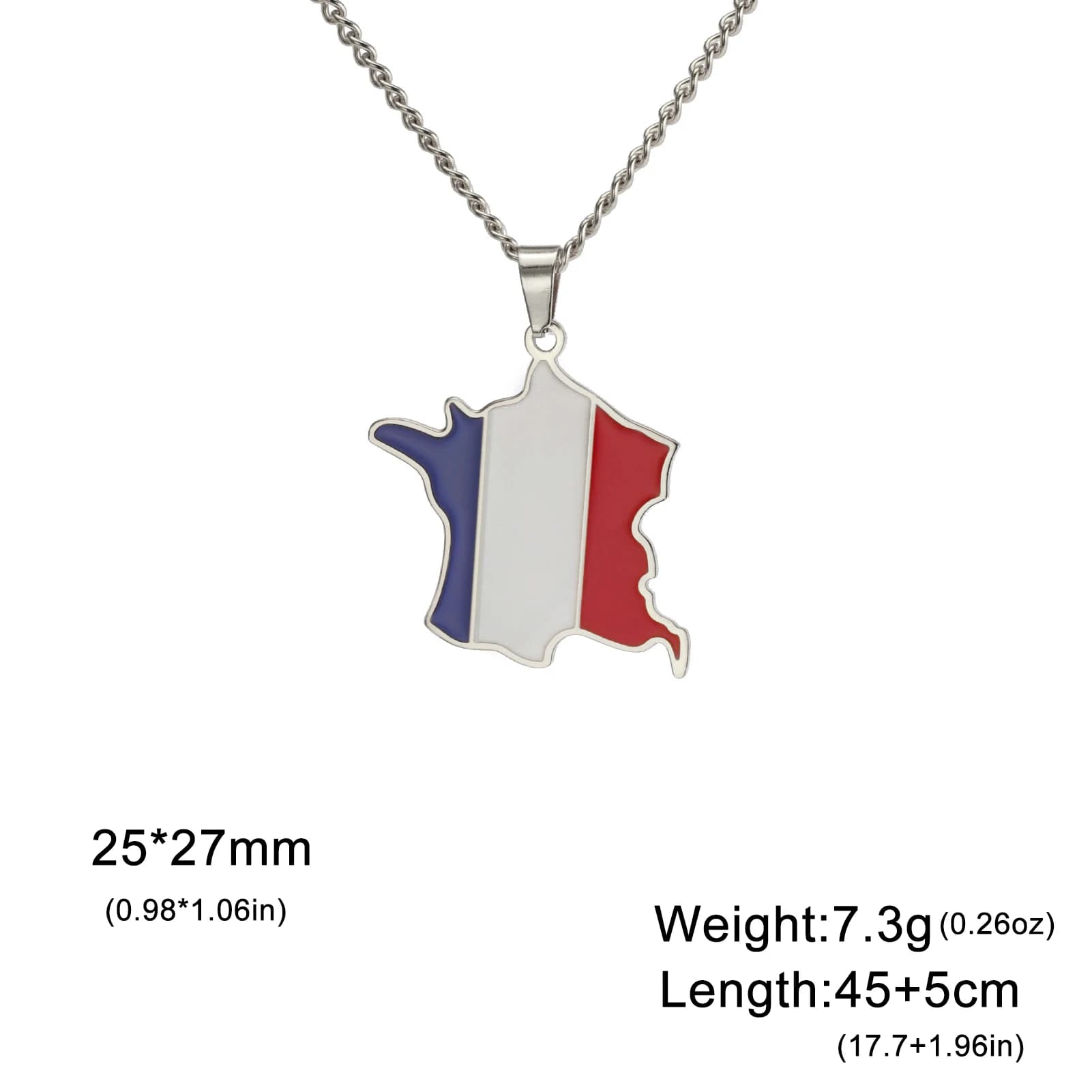 Amaxer-Collier pendentif Sensation de la Carte de France pour Homme et Femme, Collier en Acier Inoxy