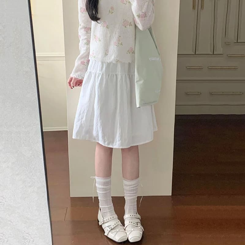 Jupe courte trapèze style japonais pour femme, été 2026, taille haute fine, mi-longue, style univers