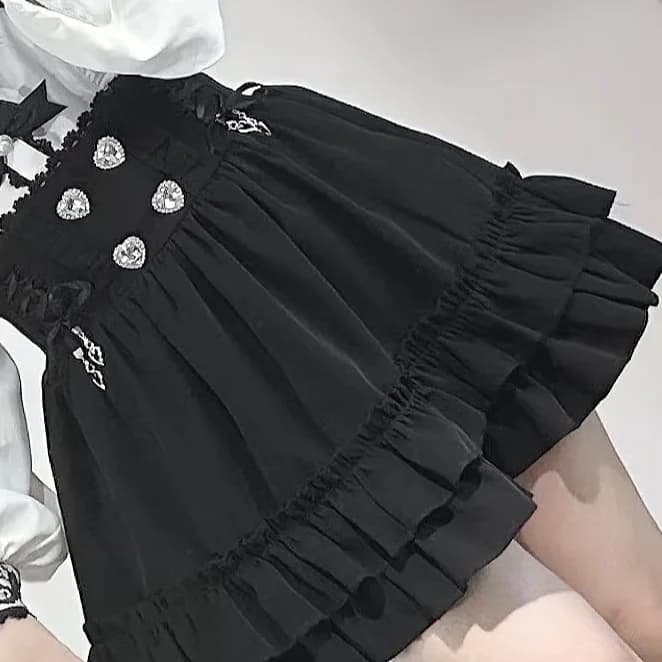 Ensemble Lolita pour femme : Jupe, Blouse à manches longues et Nœud noir – Style japonais doux 2026