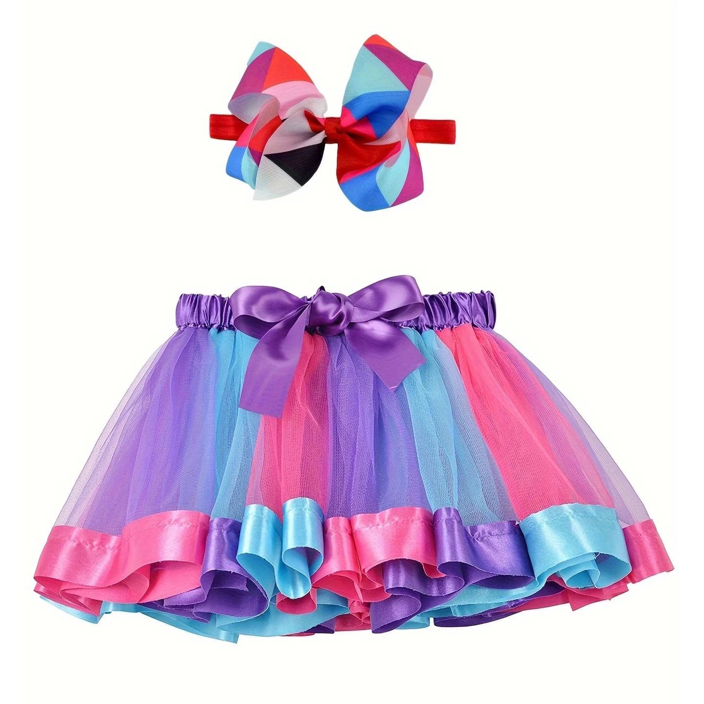 Mini jupe de fête avec épingle à cheveux, Tutu, pour bébé fille, princesse arc-en-ciel, en Tulle, vê